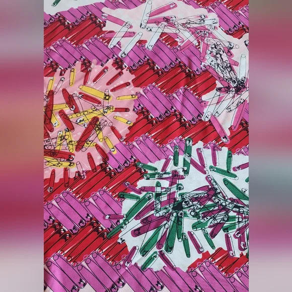 Zac Posen X Target Pink Red White Safety Pin Paisley Print Silk Blend Scarf - Picture 3 of 5